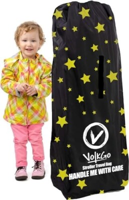 V Volkgo Umbrella Stroller Travel Bag Black Yellow Stars Heavy Duty Durable