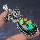 Ethiopian Opal gemstone 925 Steling Silver Jewelry Pendant 3.15" X-Mas Gift k084