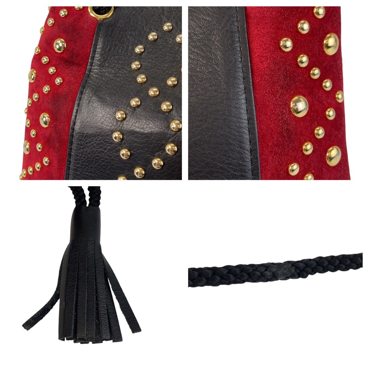 YVES SAINT LAURENT borsa a tracolla vintage YSL pochette rossa nera scamosciata pelle