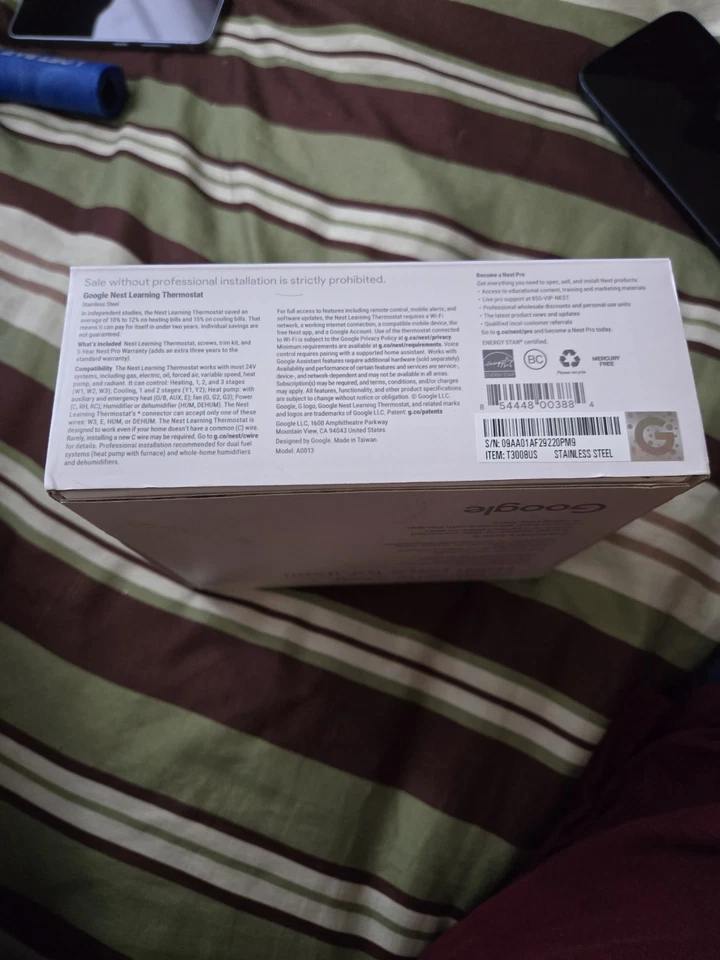 Nest Pro 3rd Gen Learning Thermostat Stainless Steel T3008US Open Box - Image 3 of 4