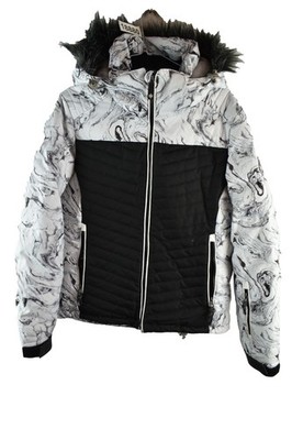 SURFANIC White Black Ski Jacket size M Womens Full Zip Hooded Casual Outdoors