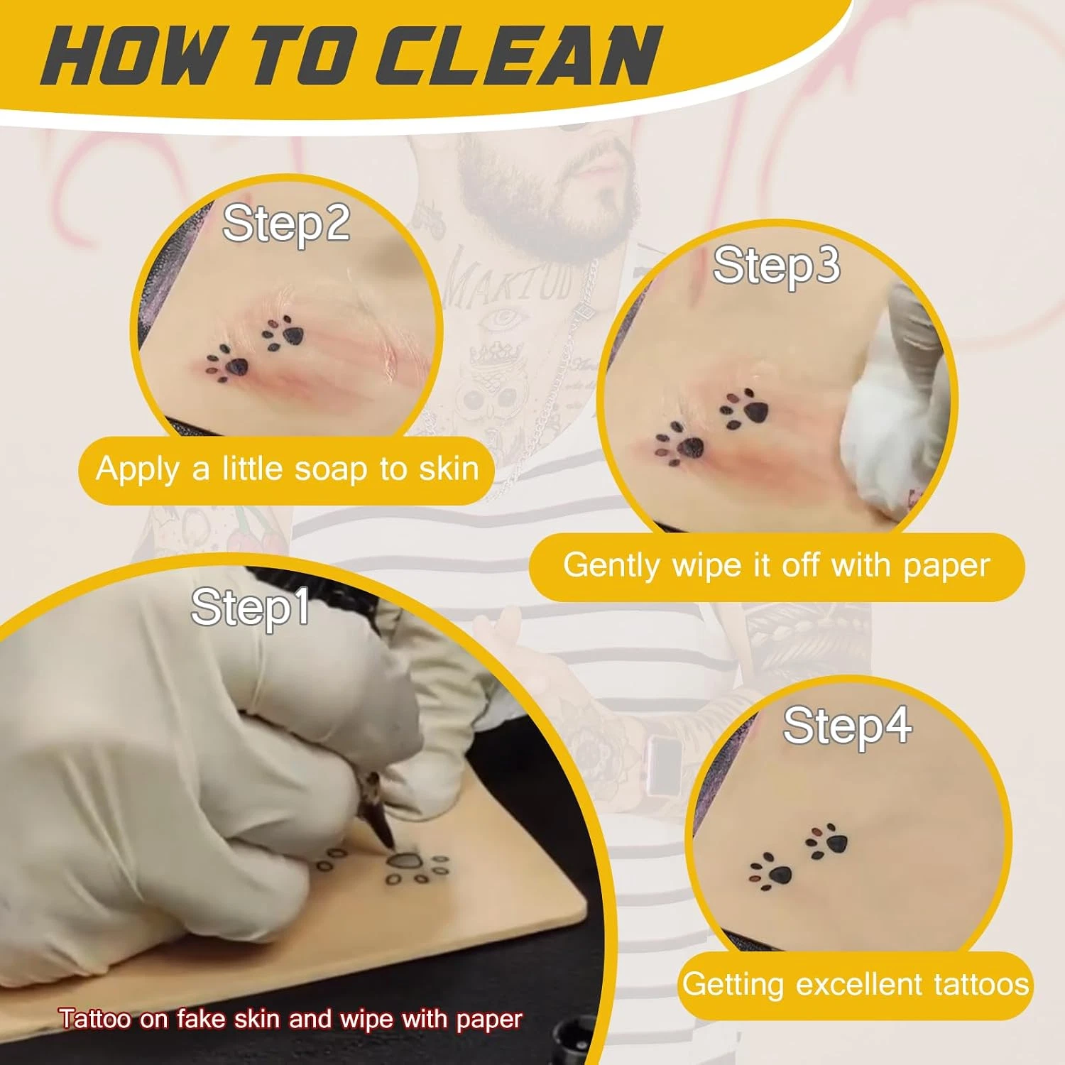 3Pcs 3Mm Thick Tattoo Practice Skin, 7.4 X 5.6 Inch Double-Sided Soft Silicone F image 3