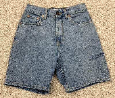 Topshop Editor Denim Jean Shorts Women's 4 Blue Stone Wash Distressed