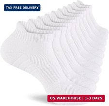 Mens 100 Cotton Ankle Socks, Athletic Cushioned Performance Running Moisture