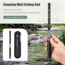 Mini canna da pesca ultraleggera in carbonio 28 cm compatta per avventure all'ap