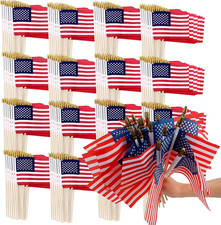 500 Pack Small American Flags on Stick, 4X6 Inches Handheld US Flags, Patriotic