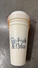 Reusable Plastic Cups with 'Sip Back  Relax' Design