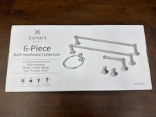 Landia Home 6-Piece Bath Hardware Collection Set Brushed Nickel, 2 Towel Bars
