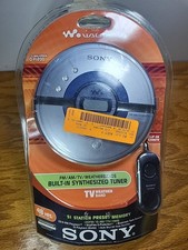 Sony CD Walkman D-FJ200 AMFM/TV/WEATHER Radio/CD Player Discman Silver NOS.