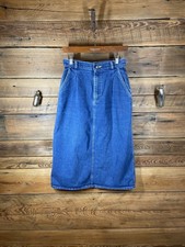 VTG LL Bean Denim Skirt Womens 10 A Line Midi Cotton Union USA 80s COTTAGECORE
