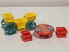 Vintage Fisher-Price Little People Family Castle Carriage Lithograph Table Chair