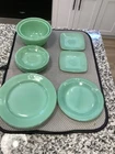 Mixed lot of Jadeite Fireking - Jane Ray, Swirl, Charm & Restaurant Ware