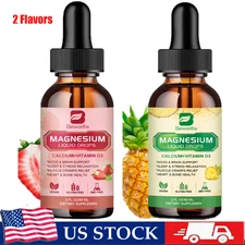 Magnesium Liquid Drop 60ml, 1500mg Magnesium Glycinate,Citrate,Taurate 2 Flavor
