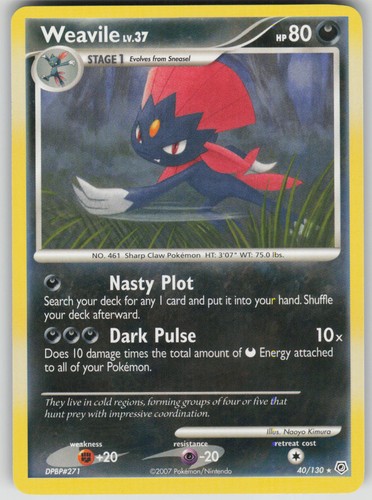 Pokemon TCG Weavile Rare Diamond and Pearl 40/130