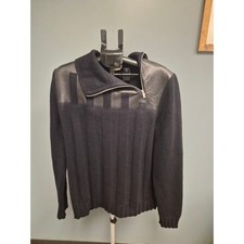 HERM S Cashmere  Lambskin Half-Zip Sweater Marine Navy Men  s XL Italy NWT