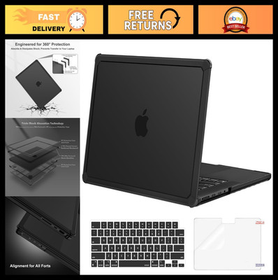 MacBook Pro 14'' Case - 3-in-1 Anti-Crack Hard Shell & TPU Bumper, Black, Fits M1
