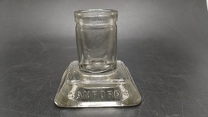 Vintage Sanfords Fountain Pen Inkwell Clear Glass NICE