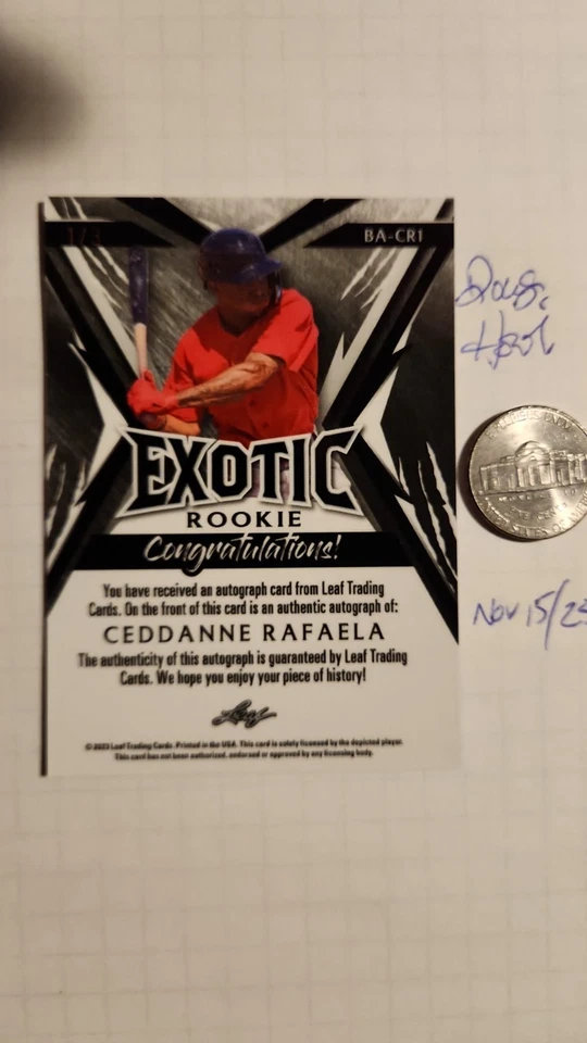2023 Leaf Exotic RC Ceddanne Rafaela Auto Snakeskin Crystal 1/3 #BA-CR1 - Image 2 of 3
