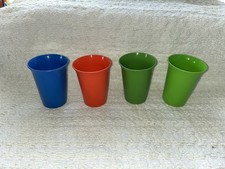 Set of 4 Vintage Tupperware Kids Bell Tumblers 6 oz Drink Cups Red Blue Green