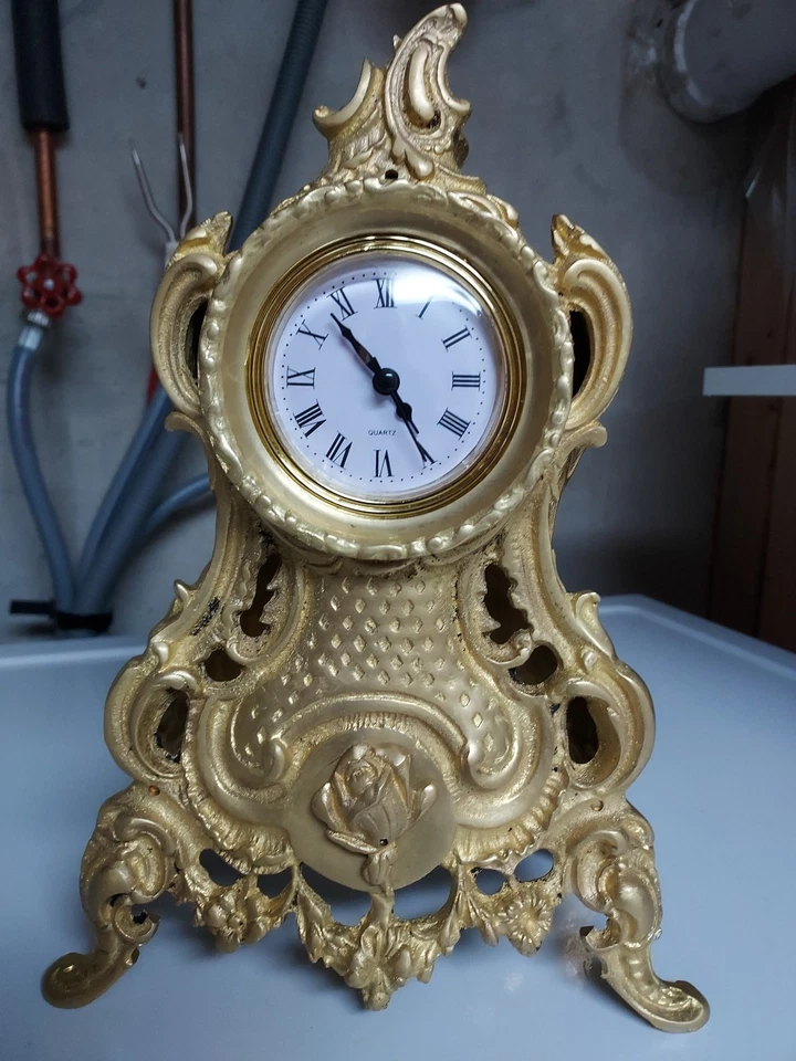 Early 18th Century Real Solid Brass French Mantle Clock Frame With Quartz Insert - Image 2 of 4