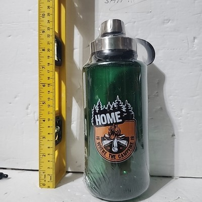 #ad Home Campfire 32oz Green BPA Free Plastic Water Bottle Screw on Double Lid NEW $4.88