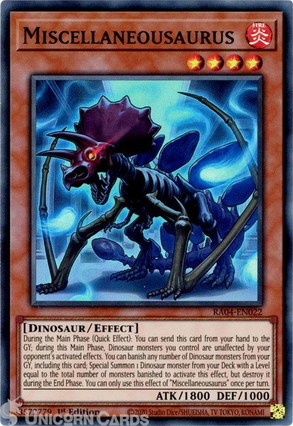 RA04-EN022 Miscellaneousaurus : Super Rare 1st Edition Mint YuGiOh Card