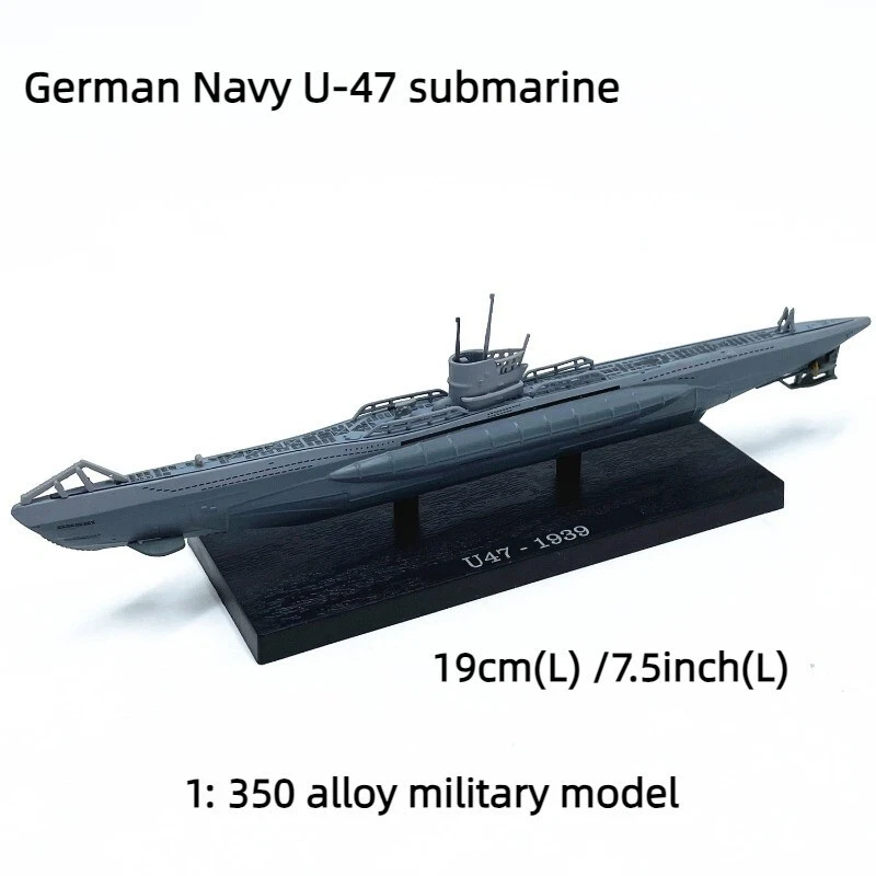1:350 Diecast Modelo Militar Segunda Guerra Mundial U-Boat Kriegsmarine U-47 Submarino Colección Foto 2 de 4