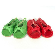 Toddler Girl Sandals Size 5 Lot 2 Bow Faux Leather NWOT Red Green