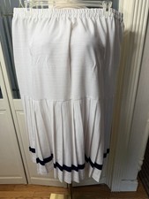 Vintage Amato Skirt Size 22 White Navy Nautical Pleated Midi Maxi Made USA