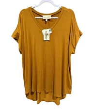 NWT Antthony Design Originals Mustard Yellow Casual Blouse Tunic Top Size XL NEW