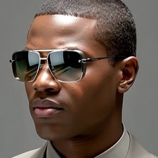 Aviator Sunglasses Silver Frame Square Gradient Lens Steampunk Style Shades