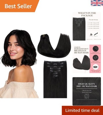 Nahtlose 10 Zoll Echthaar Extensions - 55g #1B schwarz für mühelose Eleganz