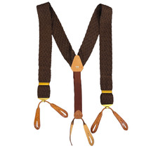 Vtg Hickok Suspenders Brown Croc Embossed Leather Elastic Button Crochet Braces