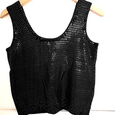 St. John Separates Shell Top M Square Sequins Black Sleeveless