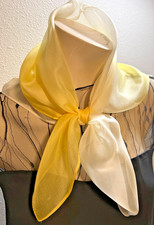NEW 25 x 26 Inch Medium Sq. Yellow and White Gradient 100 Silk Scarf - SS 1057