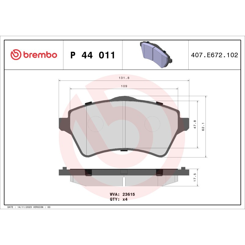 Für BREMBO P 44 011 HAM PADS. FRONT LANDROVER FREELANDER 00-07 - Bild 3