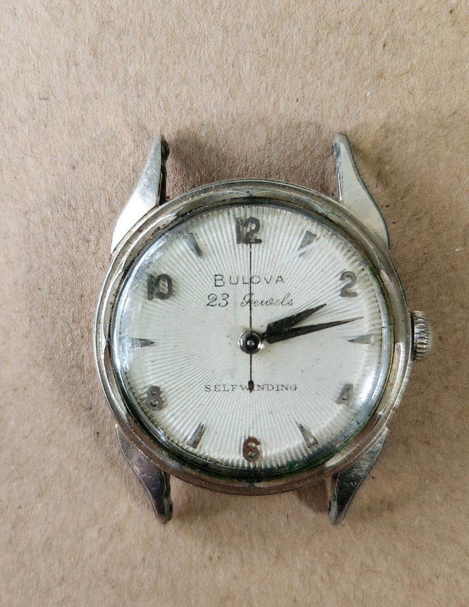 Bulova Vintage 23 Jewels Self Winding Sunburst L7 1957 Cream Face