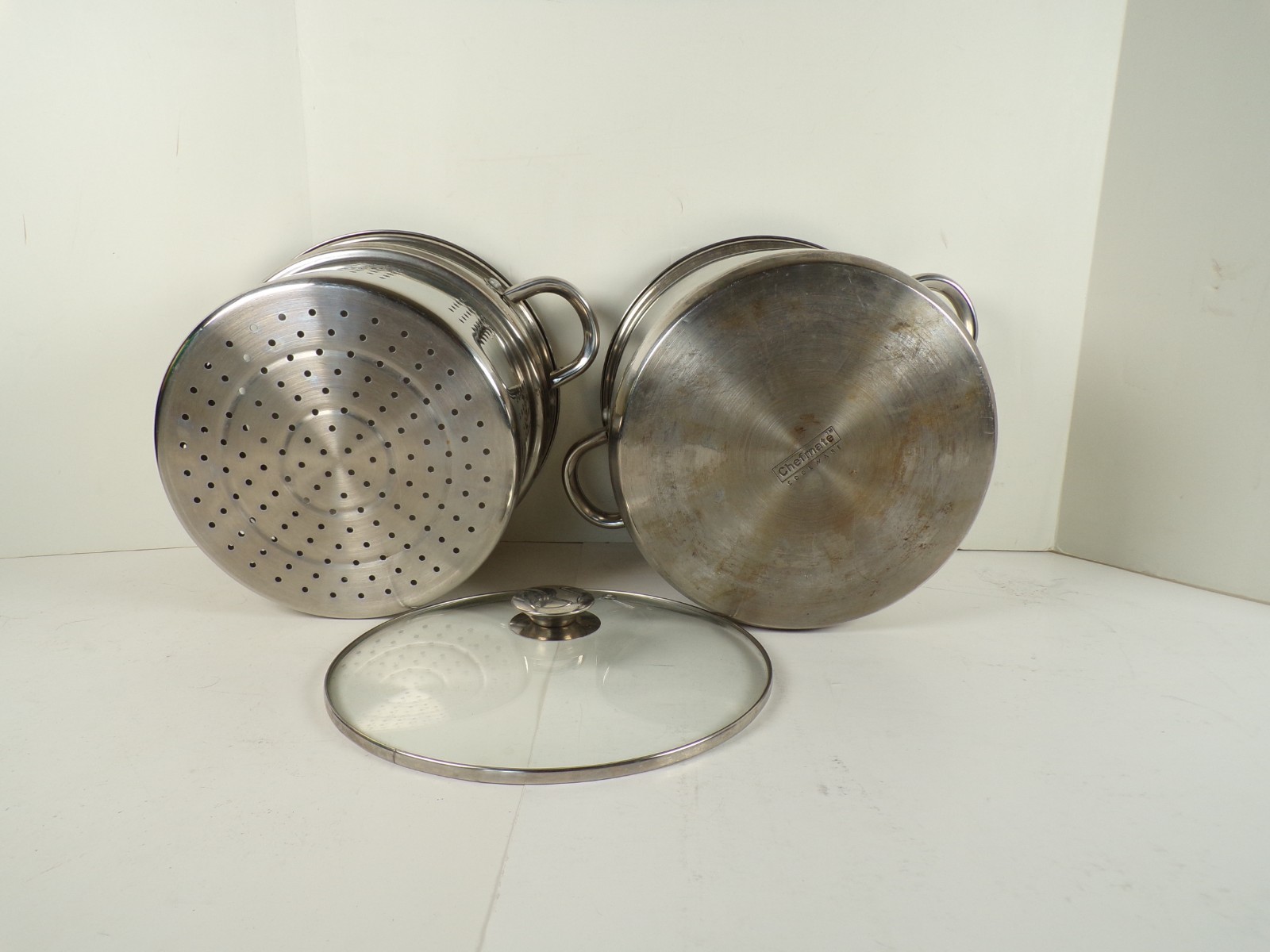 Chefmate Stainless Steel 8 Wt. Pasta Pot with Colander Insert & Glass Lid