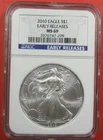 2010 $1 Eagle NGC MS69. Early Releases. 1 oz. .999 silver dollar.  (126092)
