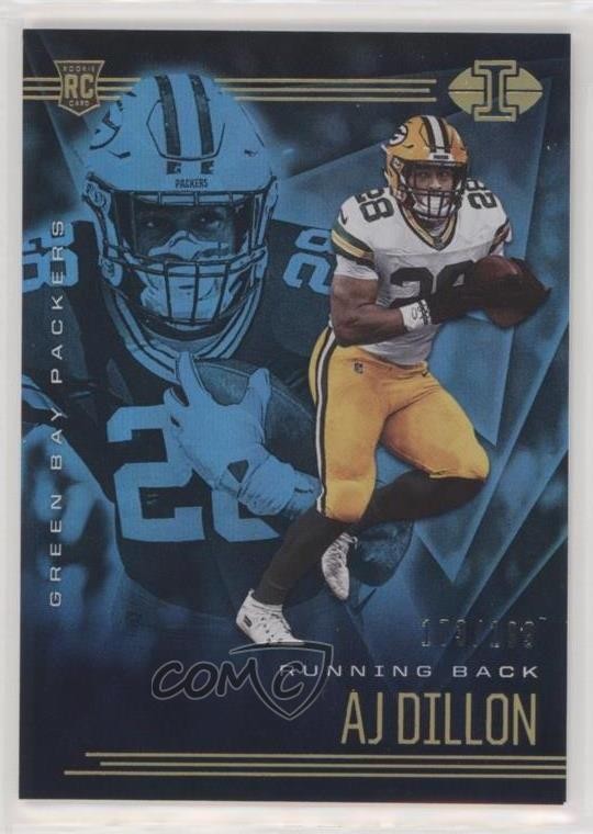 2020 Panini Illusions Trophy Collection Light Blue /199 AJ Dillon #26 2jg
