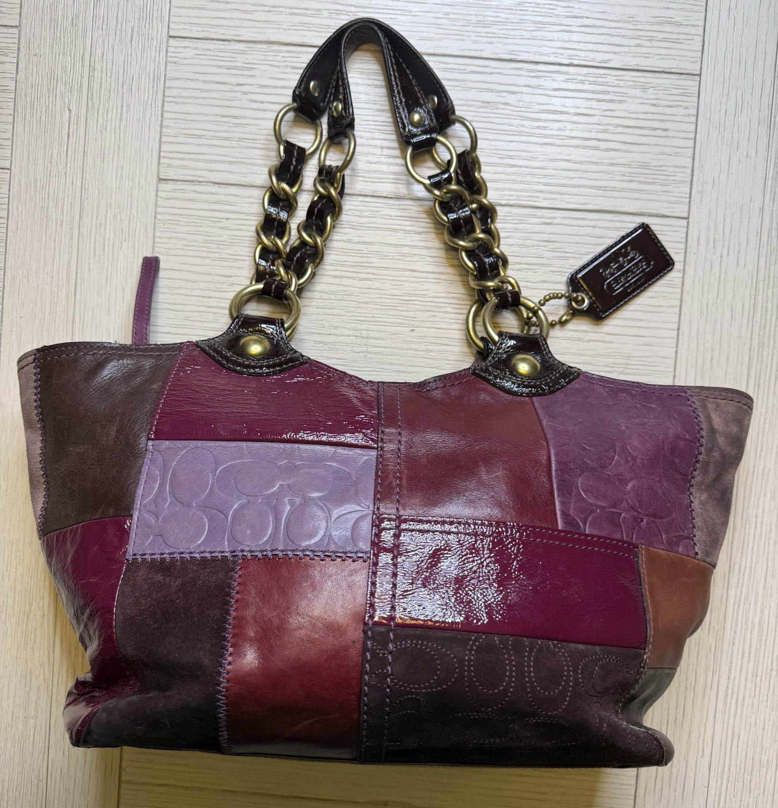 Coach Bleeker Patchwork Tote Leather Multi Brass … - image 10