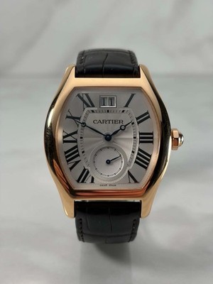 Cartier Tortue XL Rose Gold Silver Dial Mens Watch W1556234