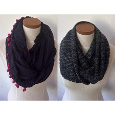 Abercrombie Kids Infinity Scarf Lot O/S Navy Pink Tassel Grey Metallic Sparkle