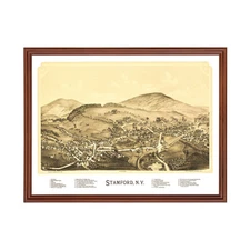 Old Map of Stamford, NY 1890 - Vintage Stamford New York Art