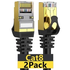 Dacrown Cat 8 Ethernet Cable 6 ft 2 Pack Shielded, Indoor&Outdoor, 6 ft-2pack 