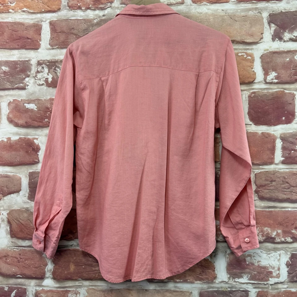 复古 The Limited 衬衫女式 8 粉色 100% 亚麻纽扣香港 90 年代 — 第 4/4 张图片