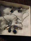 Vintage Van Dell Necklace And Earrings Set. Sterling Silver With Black Stones — photo 4
