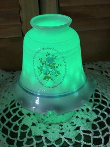 VTG Fairy Lamp shade Ruffled Milk glass Base Is Wexford Claret Glass 60s-80s