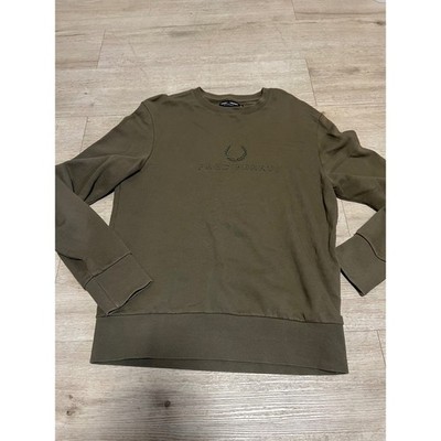 Fred Perry Mens Embroidered Logo Sweatshirt Olive Green Oi! Blitz Evil Conduct