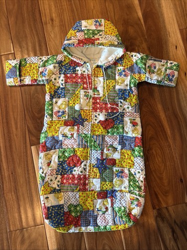 Vintage 1970s Quilted Baby Bunting Suit Infant 0-12 Months